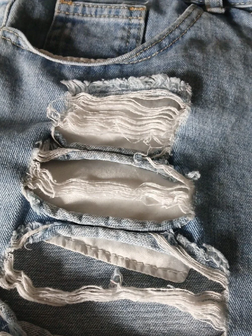 💥 SHEIN Light Blue 2XL Super Distressed Denim Jean Shorts - Picture 4 of 10